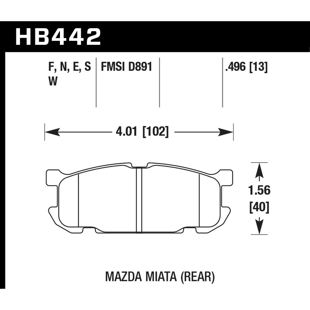 HAWK HB442G.496 Brake Pads Motorsports DTC-60 Rear MAZDA Miata 2001-2005 Photo-2