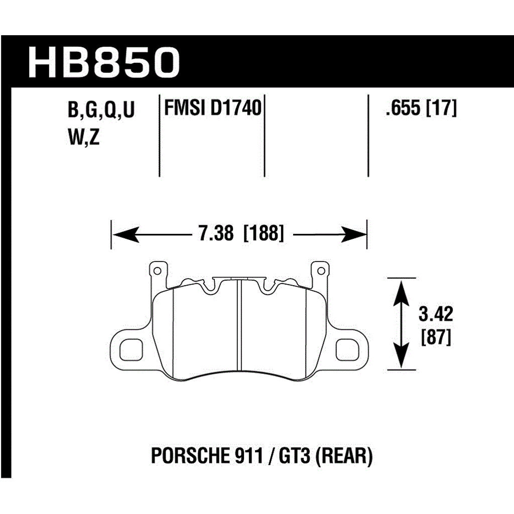 HAWK HB850Z.655 Brake Pads Street PC Rear PORSCHE 718 Boxster GTS/718 Cayman GTS/911 Carrera 4 GTS 2017-2019 Photo-2