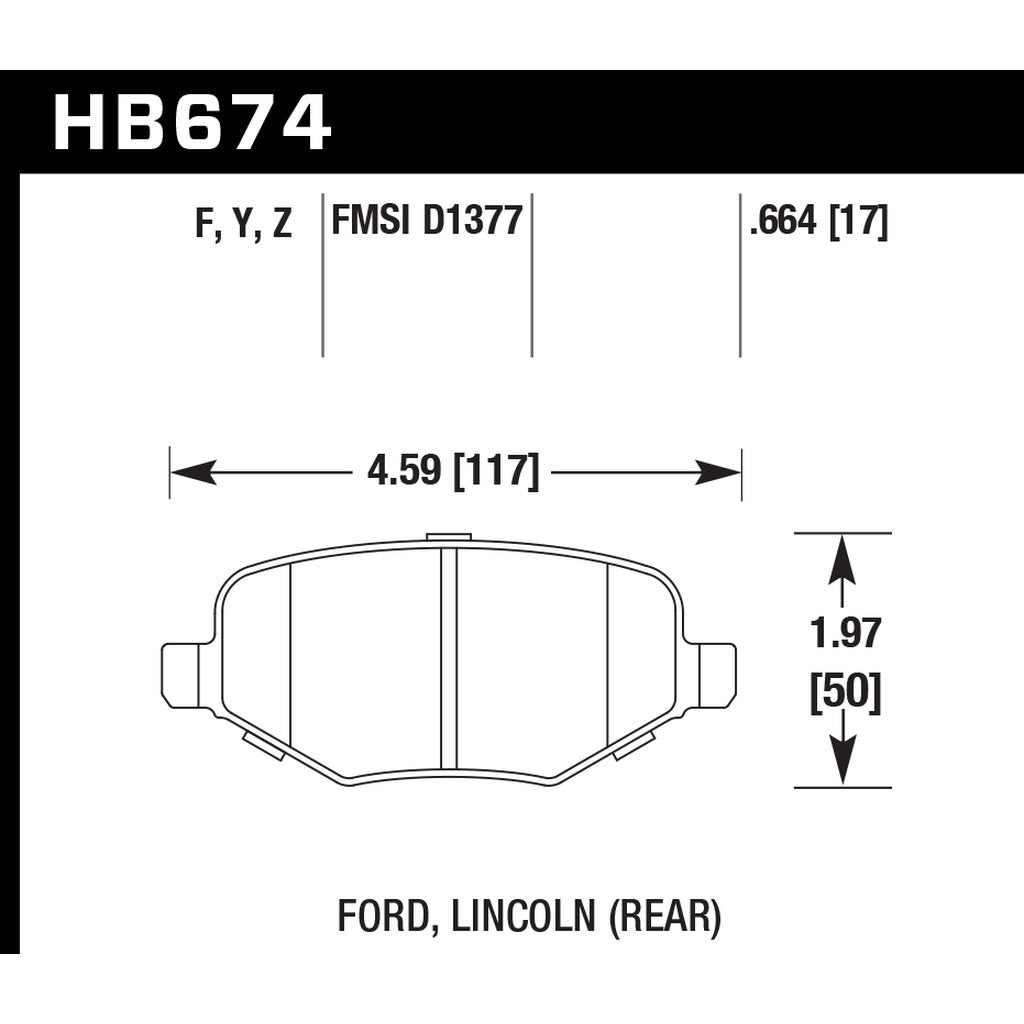HAWK HB674B.664 Brake Pads Street HPS 5.0 Rear FORD Explorer 2016 HD Brakes Photo-2