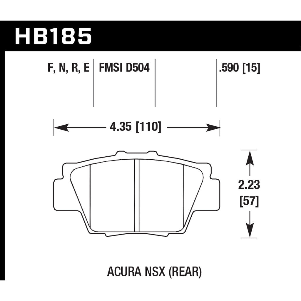 HAWK HB185B.590 Brake Pads Street HPS 5.0 Rear ACURA NSX Photo-2