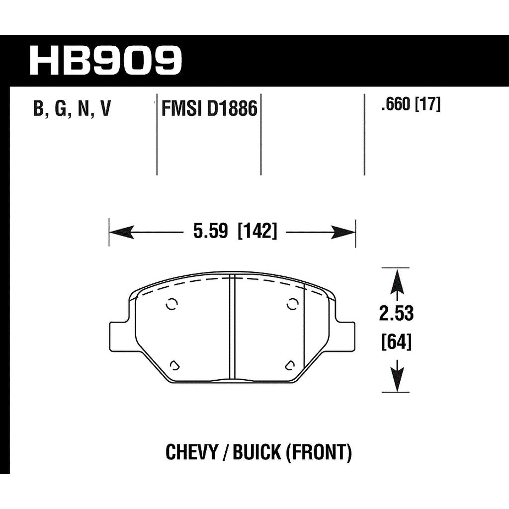 HAWK HB909Y.660 Brake Pads Street LTS Photo-2