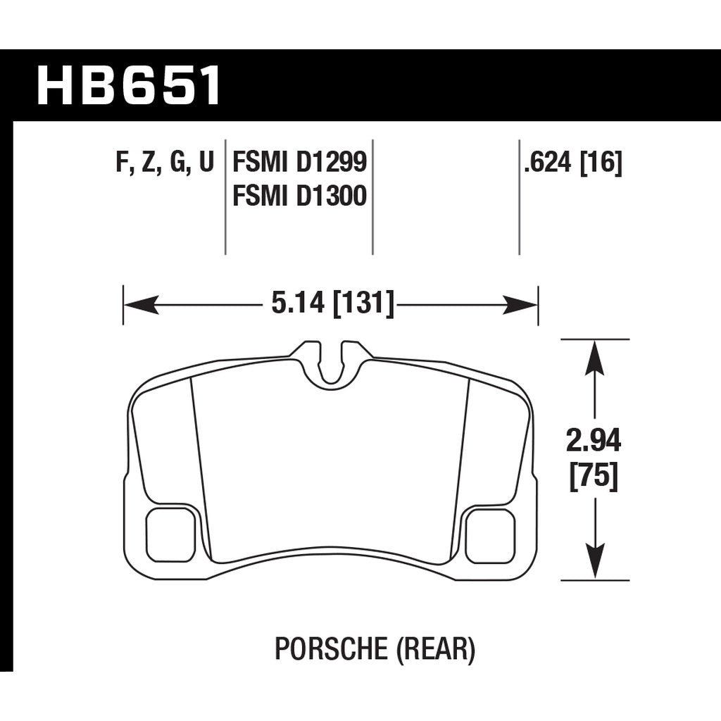 HAWK HB651B.624 Brake Pads Street HPS 5.0 Rear PORSCHE 911 996/997 GT2/GT3/TURBO Photo-2