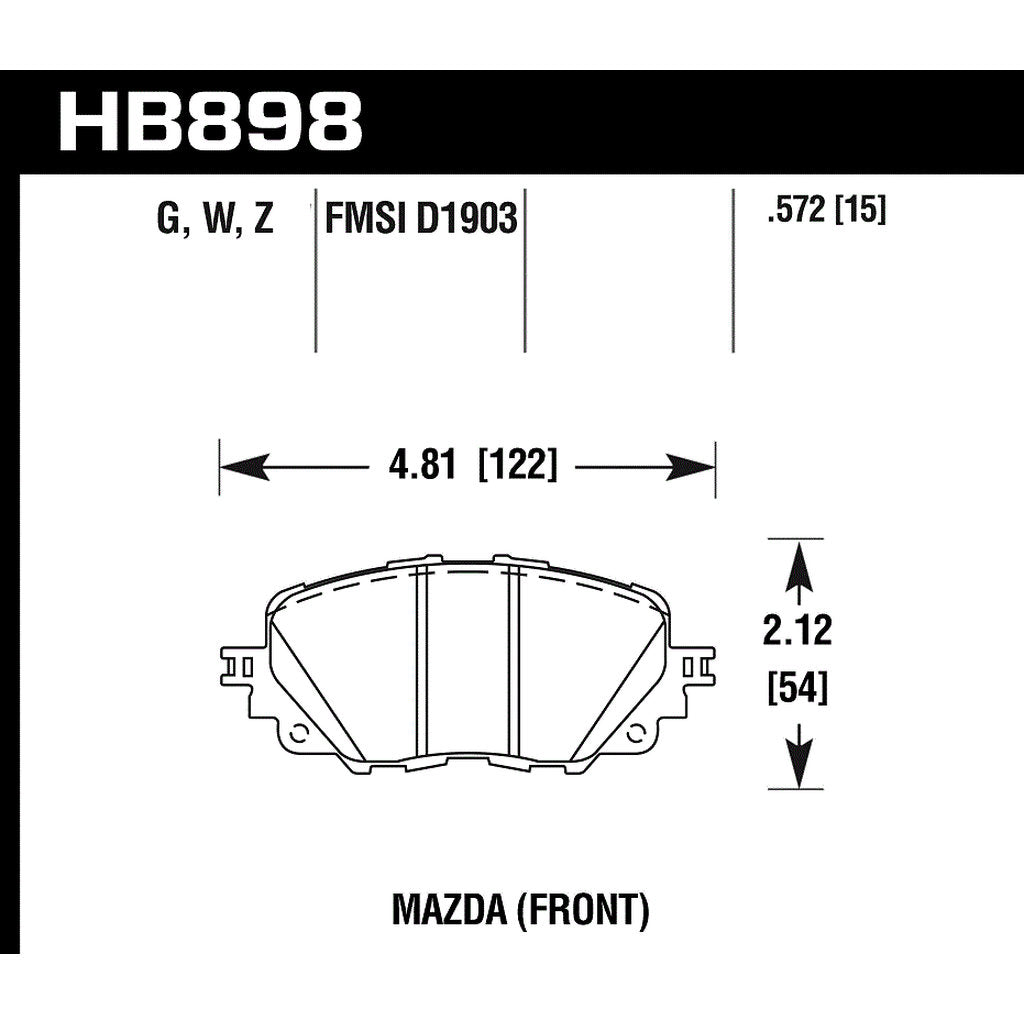 HAWK HB898B.572 Brake Pads Street HPS 5.0 Front MAZDA MX-5 Miata/MX-5 Miata Sport 2016-2019 Photo-2
