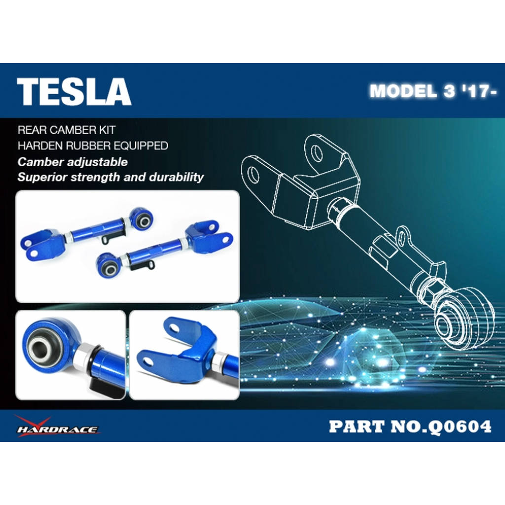 HARDRACE Q0604 REAR CAMBER KIT (HARDEN RUBBER) - 2PCS/SET TESLA MODEL 3 '17- Photo-1