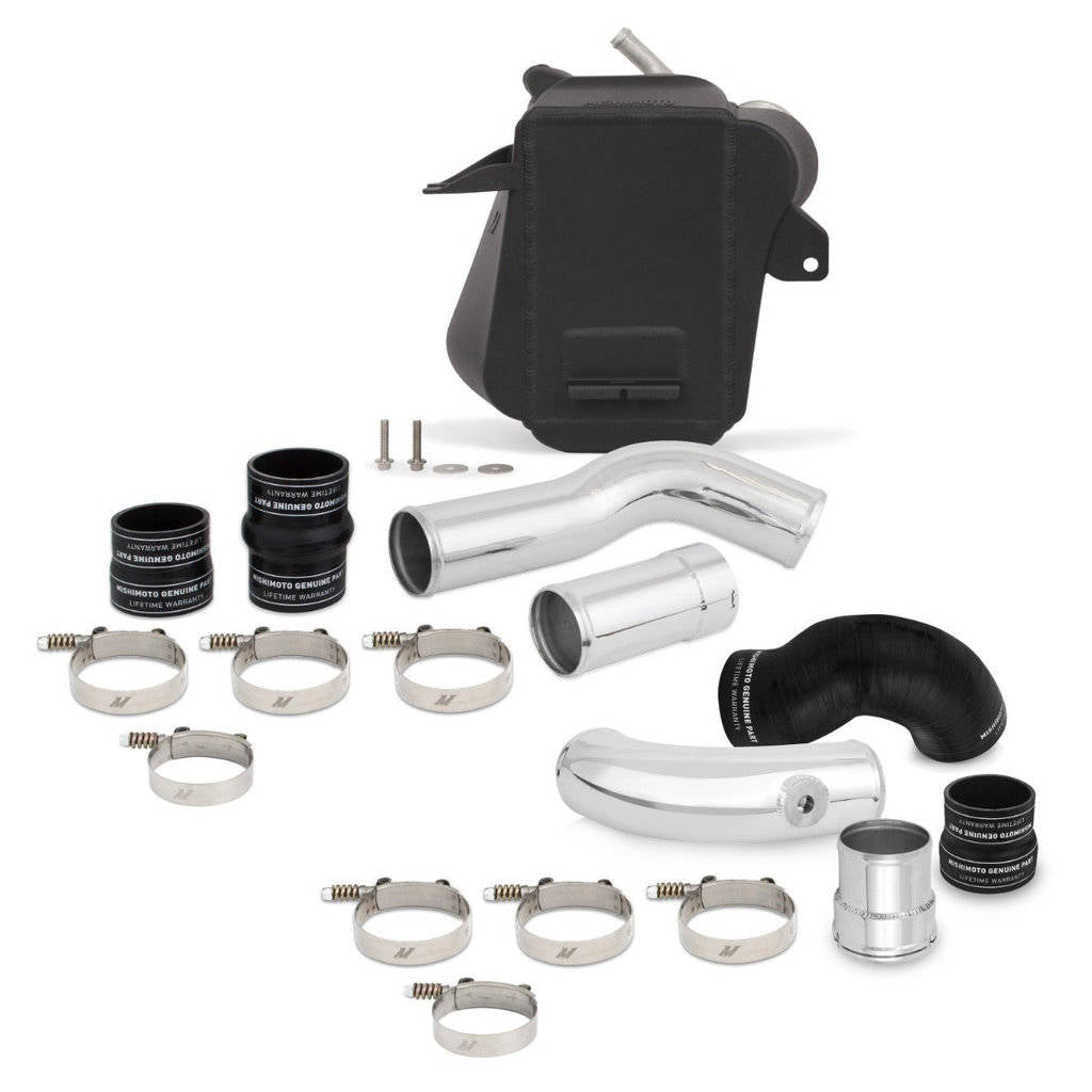 MISHIMOTO MMINT-F2D-11KBKP FORD 6.7L Powerstroke Air-to-Water Intercooler Kit, 2011+, Black Cooler, Polished Pipes Photo-0