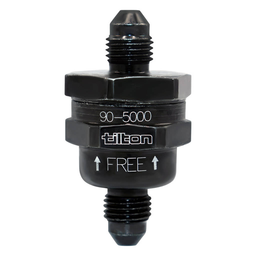 TILTON 90-5000 Flow Control Valve, Black, Aluminum, -3 AN Male to -3 AN Male Photo-0