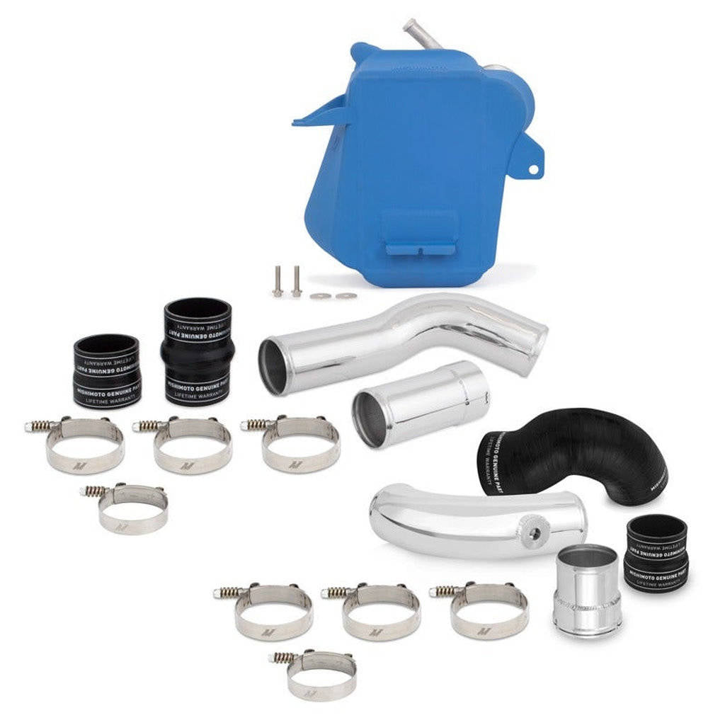 MISHIMOTO MMINT-F2D-11KBLP FORD 6.7L Powerstroke Air-to-Water Intercooler Kit, 2011+, Blue Cooler, Polished Pipes Photo-0