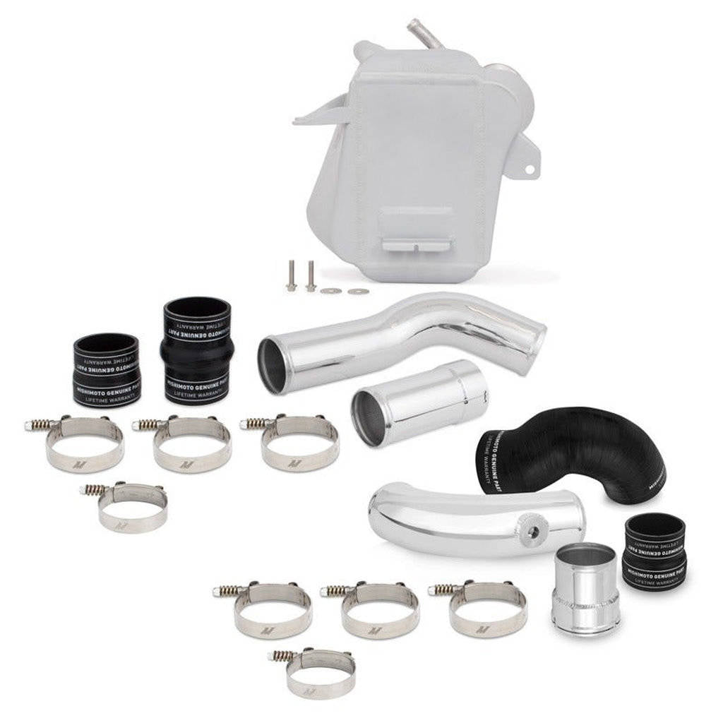 MISHIMOTO MMINT-F2D-11KSLP FORD 6.7L Powerstroke Air-to-Water Intercooler Kit, 2011+, Silver Cooler, Polished Pipes Photo-0