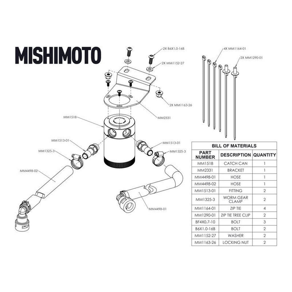 MISHIMOTO MMBCC-RGR-19PBE FORD Ranger Baffled Oil Catch Can Kit, 2019+ Photo-4
