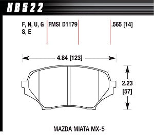 HAWK HB522F.565 Brake Pads HPS MAZDA MX-5 2006-2010 Front MAZDA MX-5 Miata 2.0 2006-08 Photo-1 