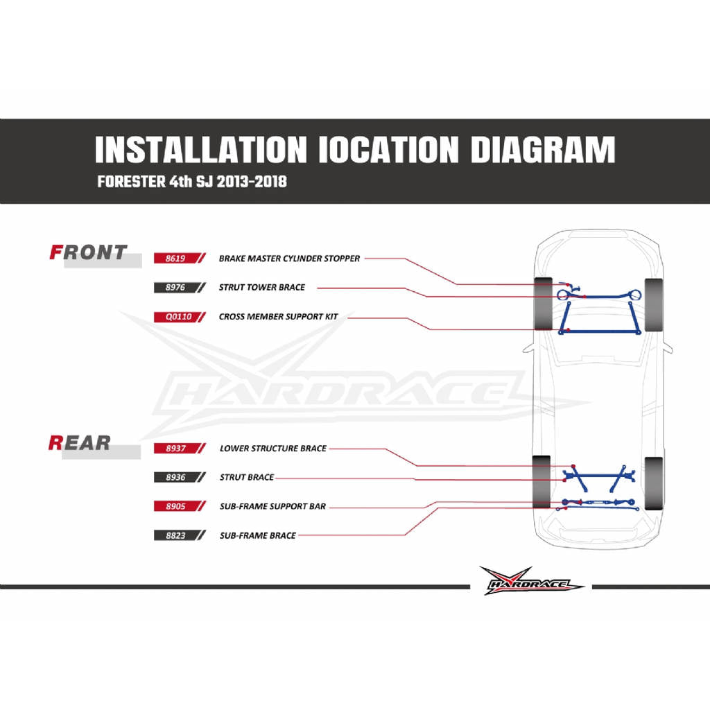 HARDRACE 8905 BODY REINFORCED BAR SUBARU FORESTER SJ 13- Photo-1