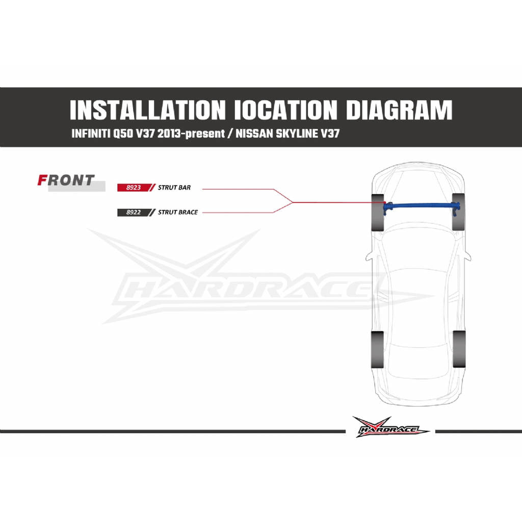 HARDRACE 8922 BODY REINFORCED BAR INFINITI Q50 V37 14- Photo-9