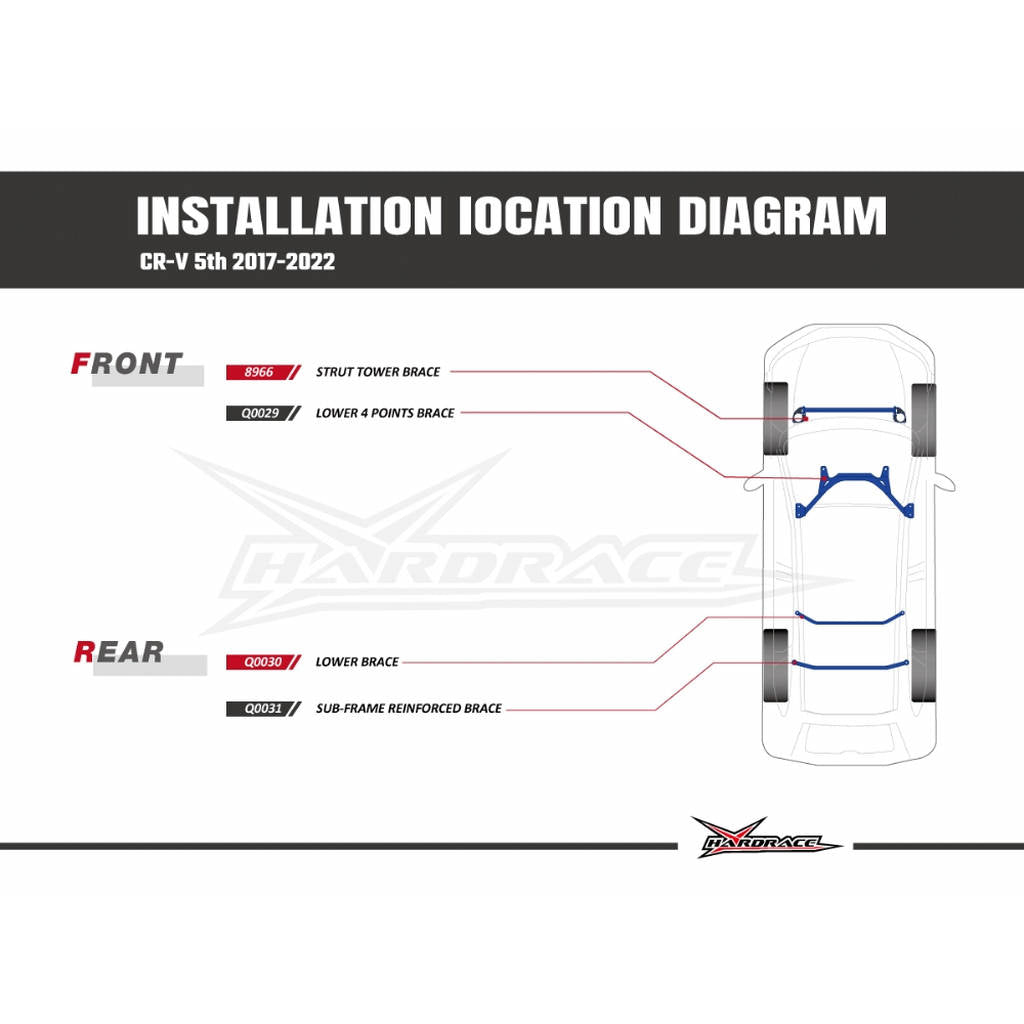 HARDRACE 8966 BODY REINFORCED BAR HONDA CRV 5TH 17- Photo-9