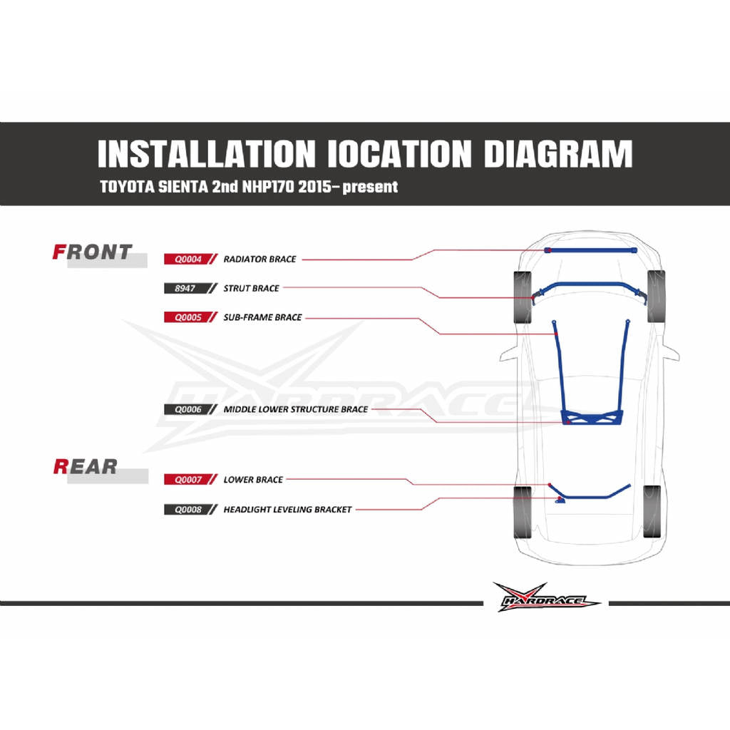 HARDRACE Q0006 BODY REINFORCED BAR TOYOTA SIENTA 16- Photo-8