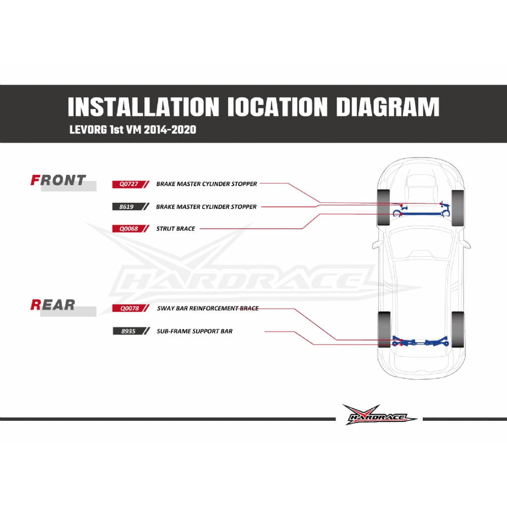 HARDRACE Q0068 BODY REINFORCED BAR SUBARU SUBARU LEVORG VM 14- Photo-9