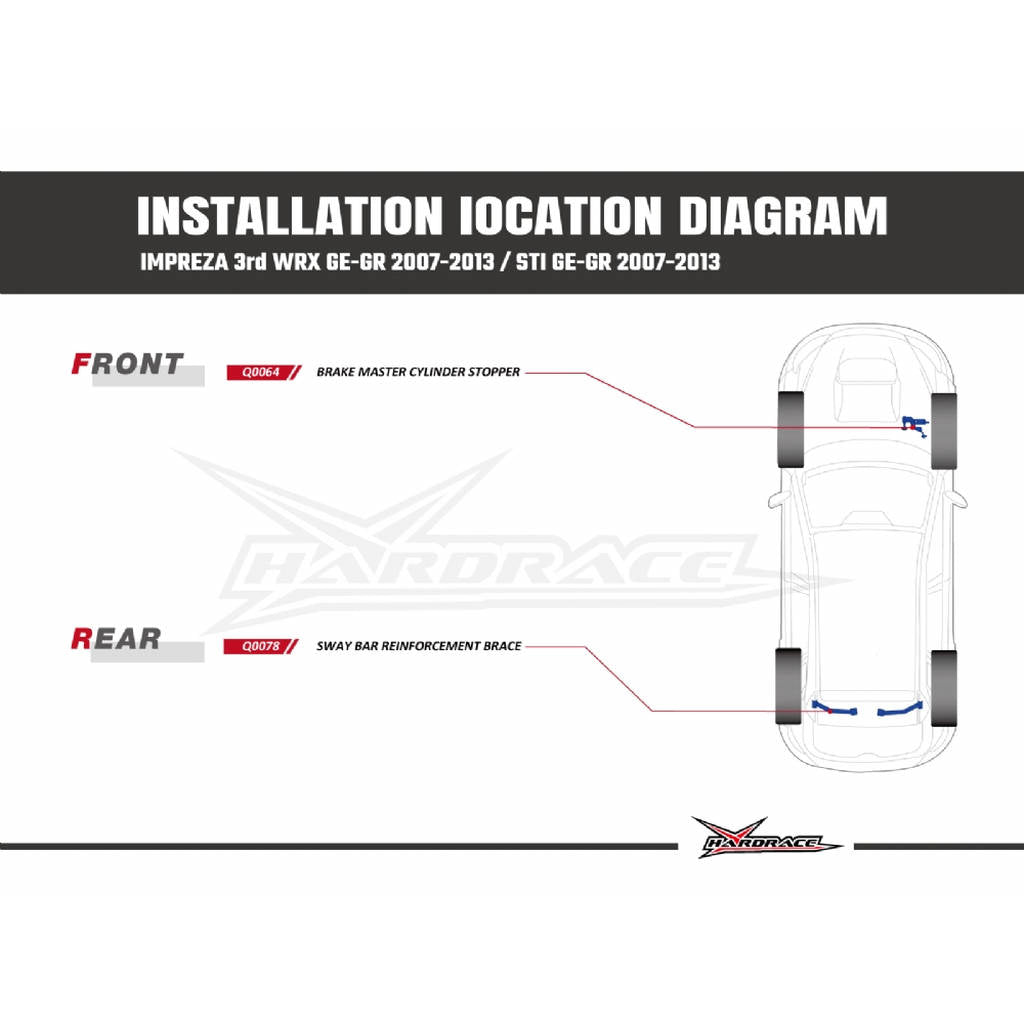 HARDRACE Q0078 BODY REINFORCED BAR SUBARU IMPREZA VA 14 Photo-9
