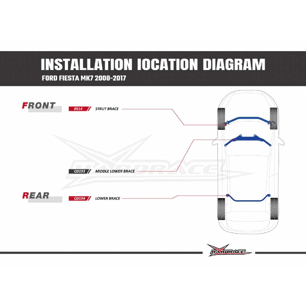 HARDRACE Q0193 BODY REINFORCED BAR FORD FIESTA 13- Photo-4