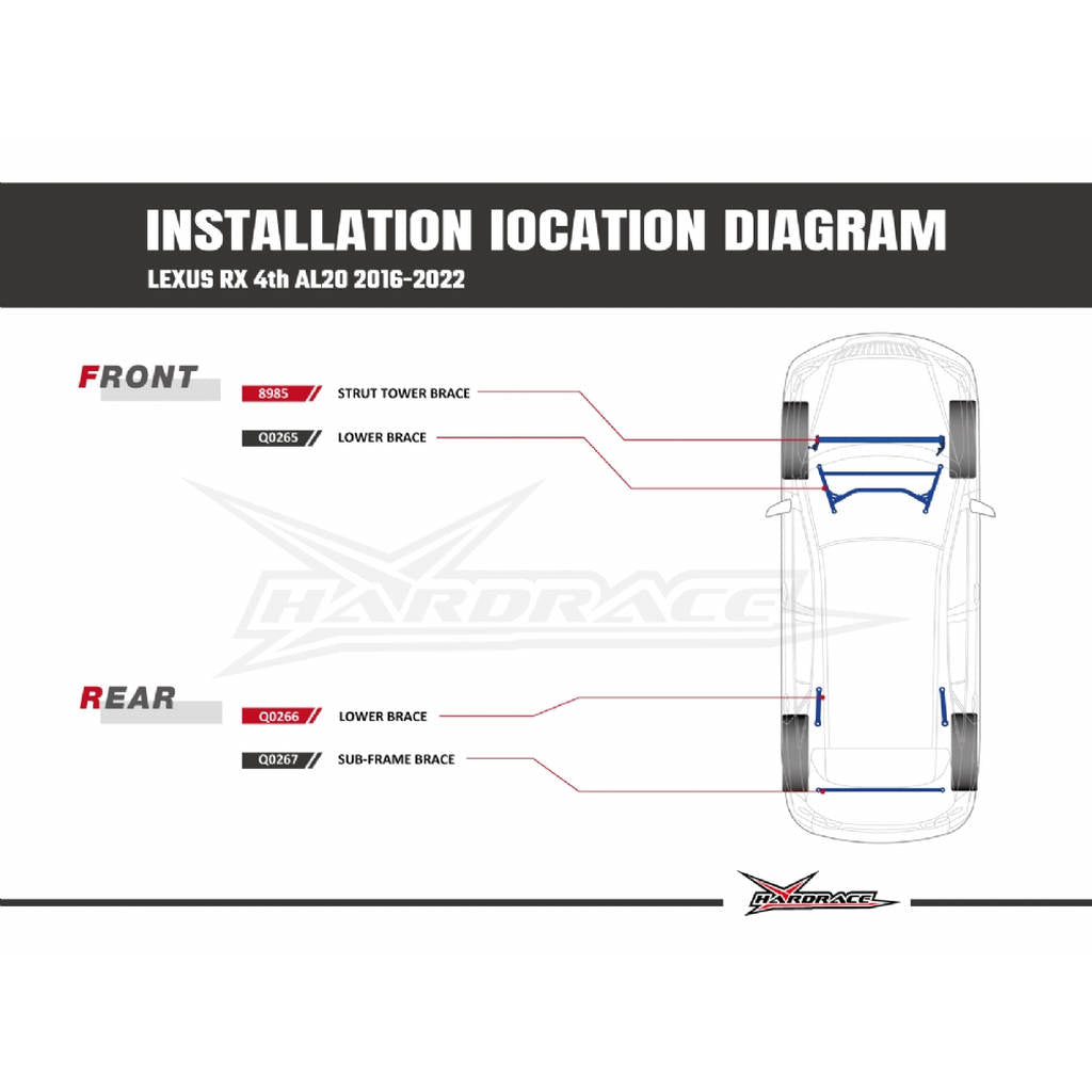 HARDRACE Q0267 BODY REINFORCED BAR LEXUS LEXUS RX AL20 16- Photo-1