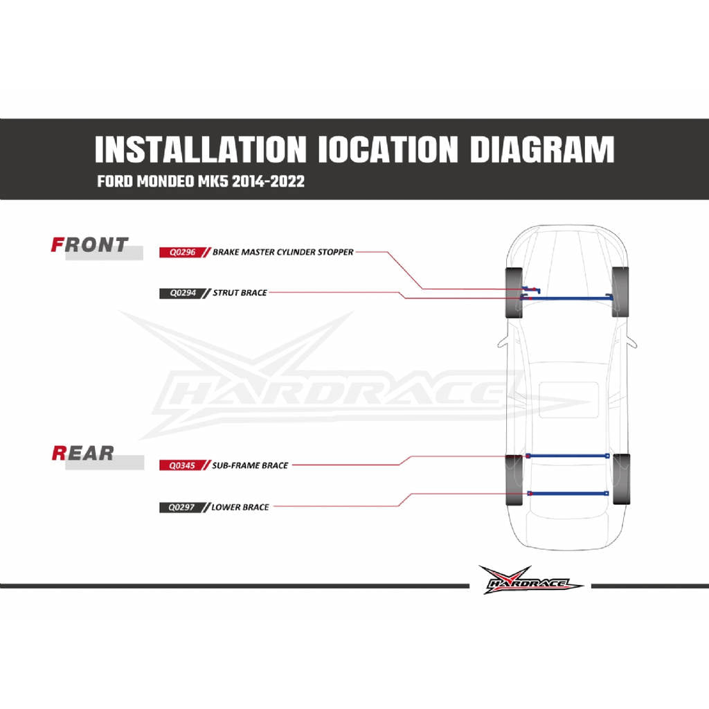 HARDRACE Q0345 BODY REINFORCED BAR FORD MONDEO MK5 15- Photo-6