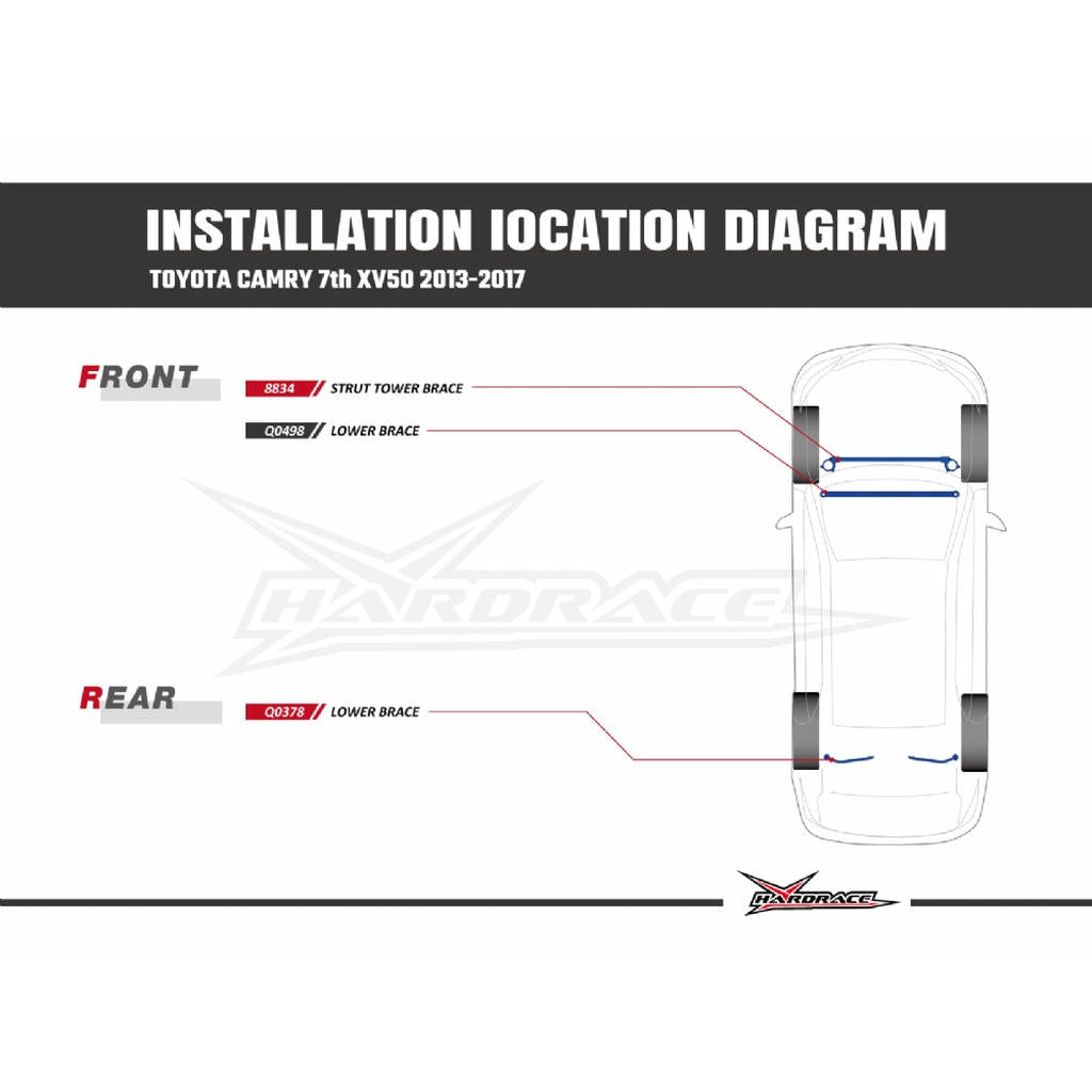 HARDRACE Q0378 BODY REINFORCED BAR TOYOTA CAMRY XV50 13-18 Photo-9