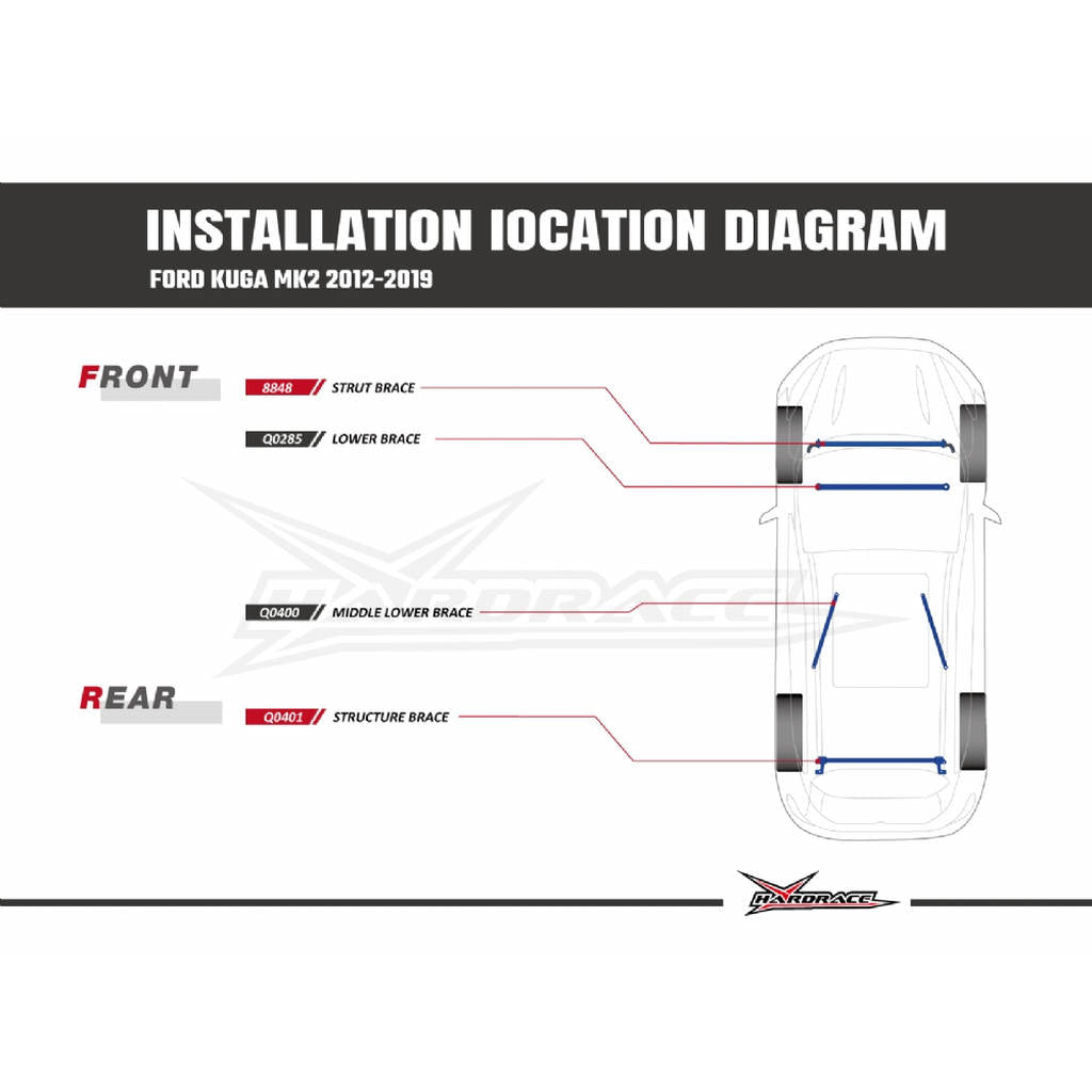 HARDRACE Q0401 BODY REINFORCED BAR FORD KUGA 12- Photo-9