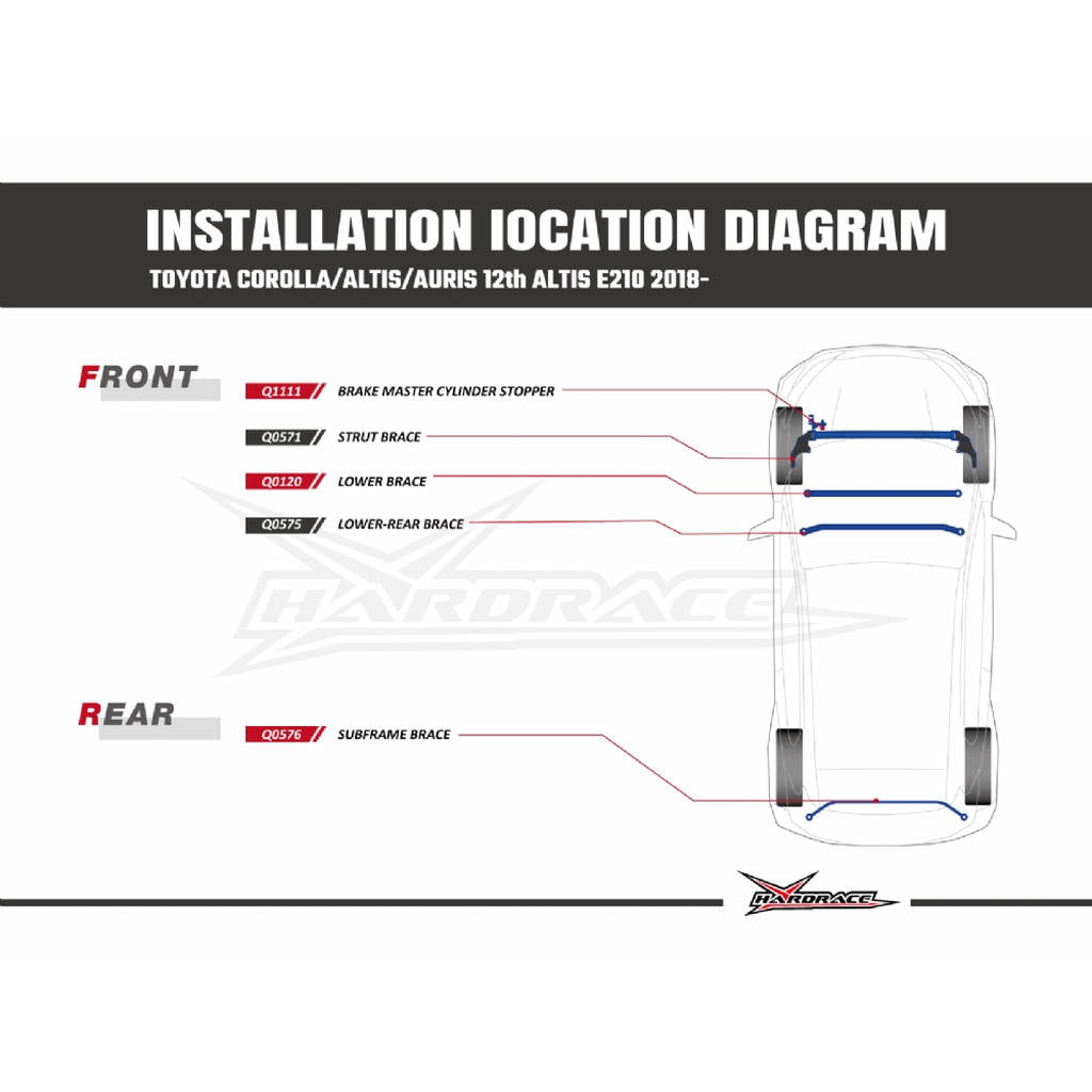 HARDRACE Q0576 BODY REINFORCED BAR TOYOTA ALTIS E210 18- Photo-8