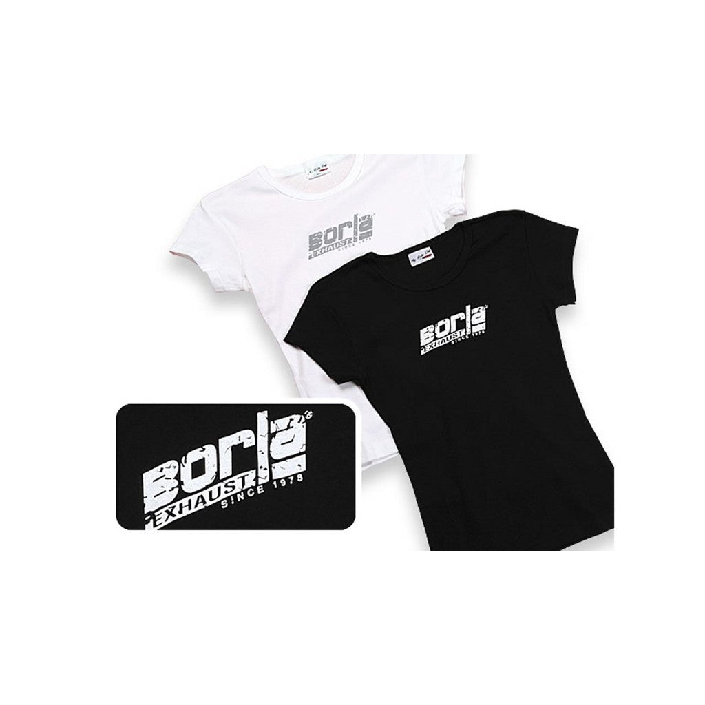 BORLA 21272 T-SHIRTS with DISTRESSED BORLA LOGO, SCOOP NECK, WOMEN Black, Size Large Photo-0
