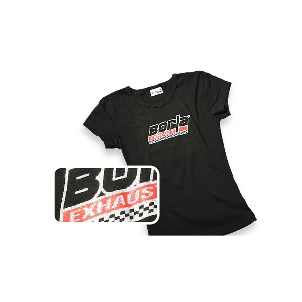 BORLA 21285 T-SHIRTS with CHECKERED BORLA LOGO, SCOOP NECK, WOMEN Black, Size Small Photo-0