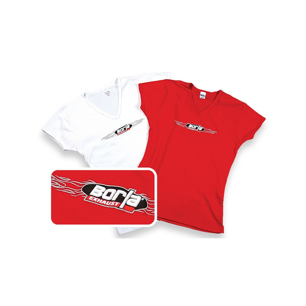 BORLA 21308 T-SHIRTS with WIREFLAME BORLA LOGO, V-NECK, WOMEN White, Size Large Photo-0