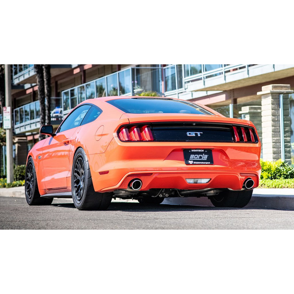 BORLA 1014040 Cat-Back "Touring" 2.5", 2.5" S RD RL AC 4" RD x 9.5" FORD Mustang GT(incl conv) 5.0L AT / MT Photo-1