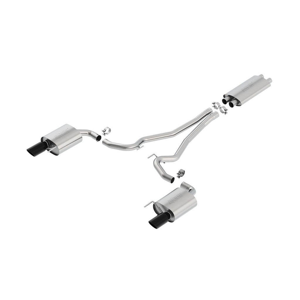 BORLA 1014040BC Cat-Back "Touring" 2.5", 2.5" S RD RL AC 4" RD x 9.5" FORD Mustang GT(incl conv) 5.0L AT / MT Photo-0
