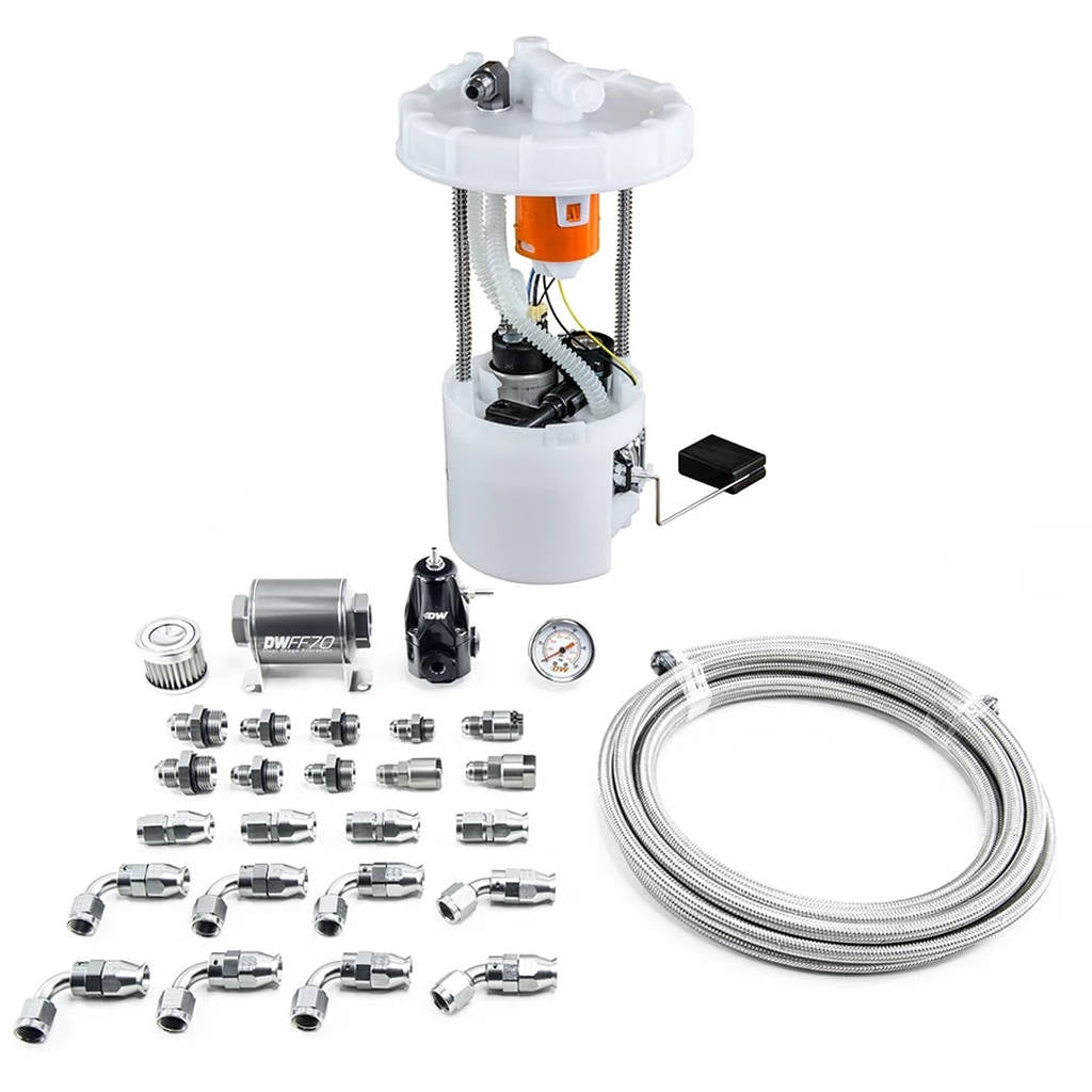 DEATSCHWERKS 9-401-608-7041 DW400 Pump Module + Return Kit SS PTFE for 8th Gen 2006-11 HONDA Civic Si K20 Photo-0