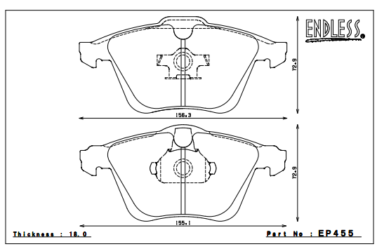 ENDLESS EP455MX72 Front brake pads MAZDA 3 2.3L Turbo (07-12) Photo-0