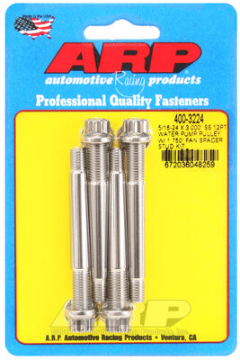 ARP 400-3224 Water Pump Pulley Stud Kit 5/16-24 X 3.000˝. ARP Stainless. polished. 12pt (fits 1.750˝ fan spacer) Photo-0