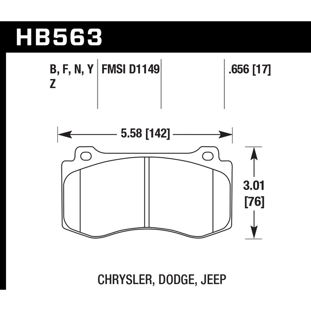 HAWK HB563F.656 Front brake pads DODGE Challenger SRT8/R/T Scat Pack Photo-2