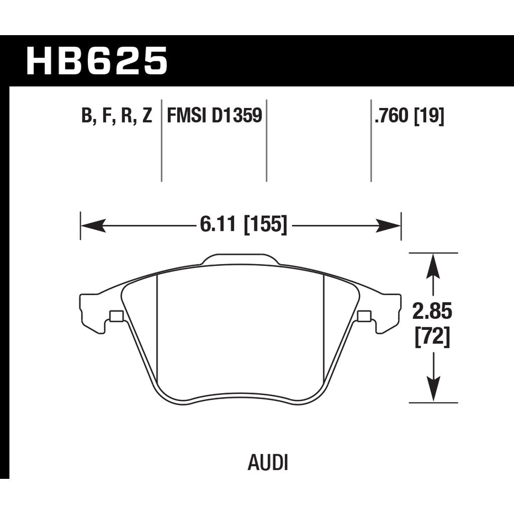 HAWK HB625F.760 Front brake pads AUDI A3 3.2/S3 (8P)/TT 3.2/GOLF mk5 R32/mk6 R Photo-2