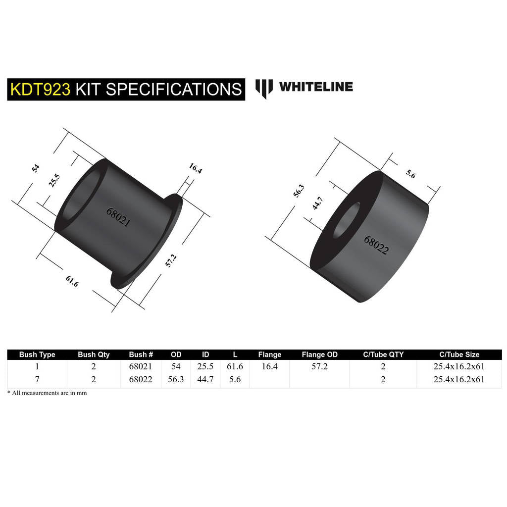 WHITELINE KDT923 Rear Differential Mount Support Outrigger Bushing - Subaru BRZ/Toyota 86 Photo-4