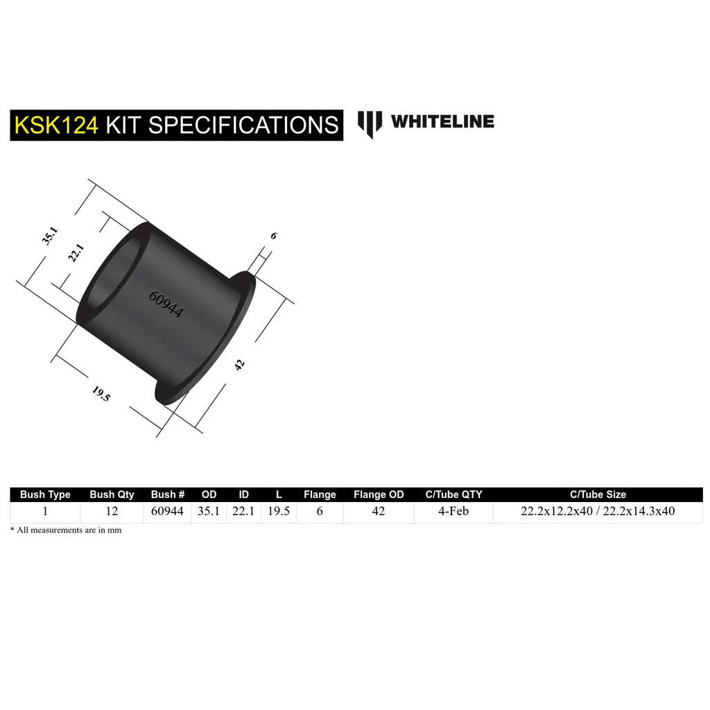WHITELINE KSK124 Control Arm Bushing - Service Kit for Whiteline KTA124 Photo-4