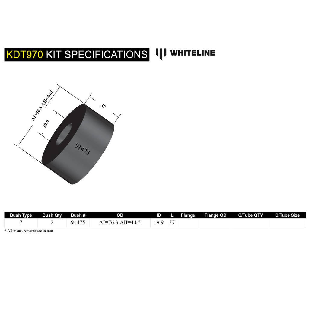 WHITELINE KDT970 Front Lower Engine Mount - Bushing Kit for Hyundai/Kia Photo-3