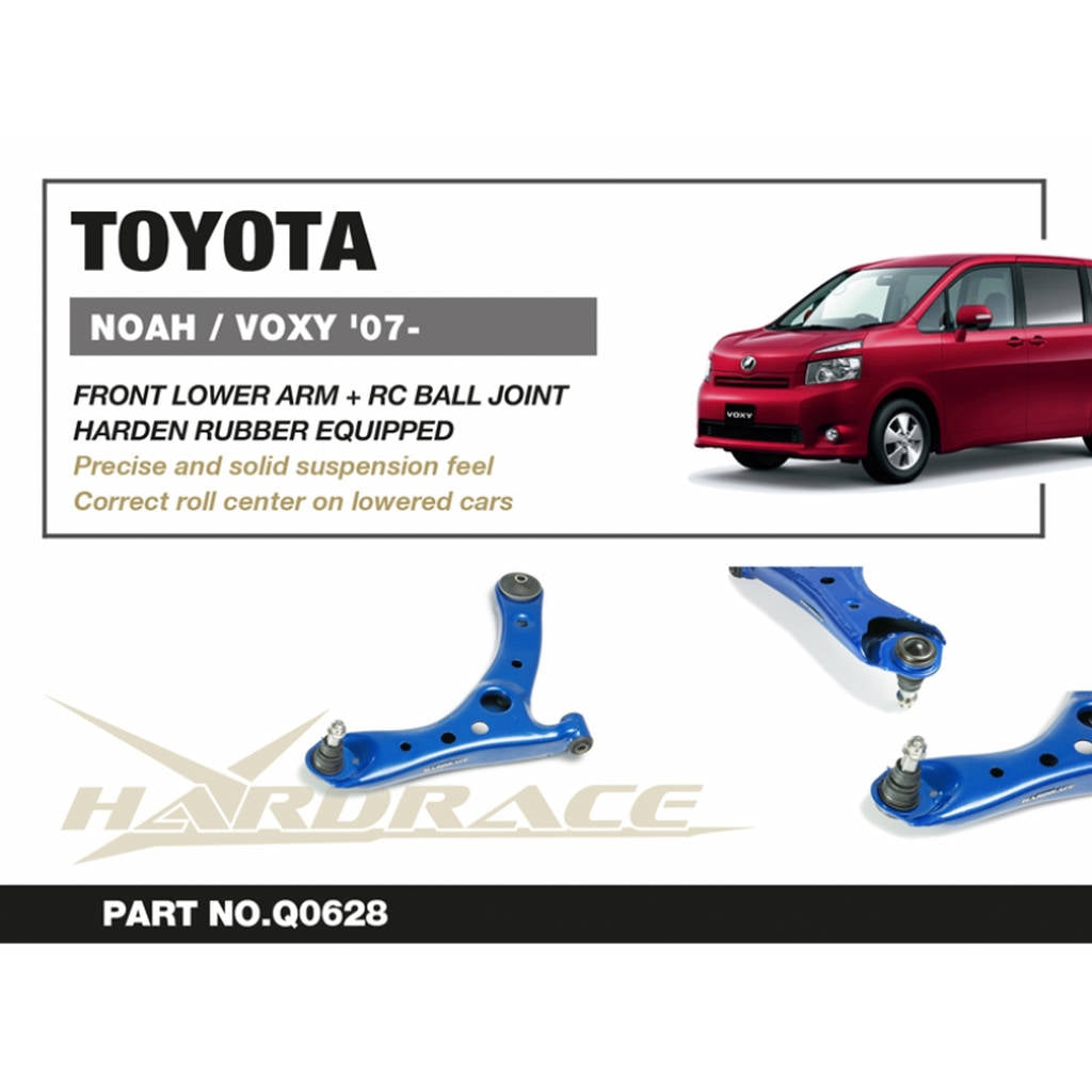 HARDRACE Q0628 TOYOTA NOAH/VOXY '07-14/'14- FRONT LOWER CONTROL ARM + RC BALL JOINT (HARDEN RUBBER) - 2PCS/SET Photo-1