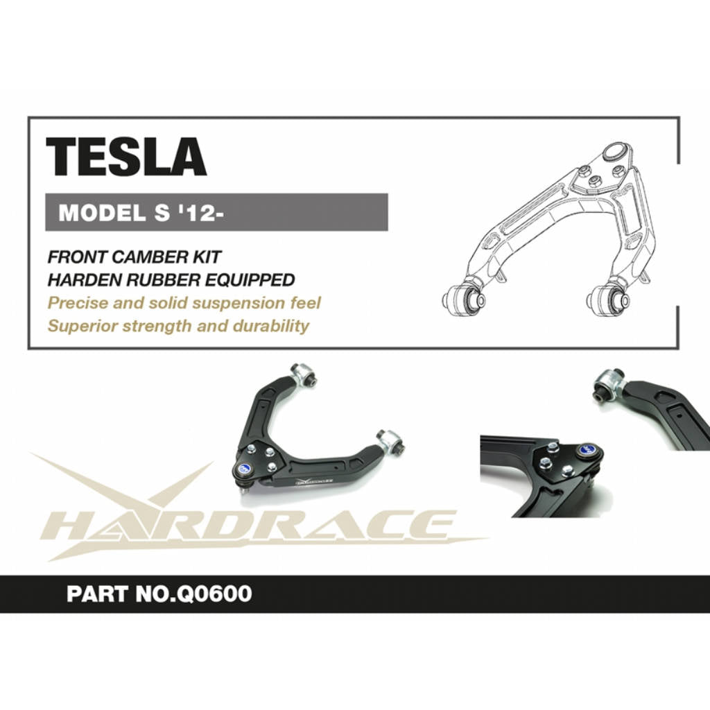 HARDRACE Q0600 TESLA MODEL S '12- FRONT UPPER CAMBER KIT (HARDEN RUBBER) - 2PCS/SET Photo-1