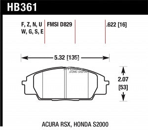 HAWK HB361F.622 Brake Pads Civic Si 06+ Photo-1