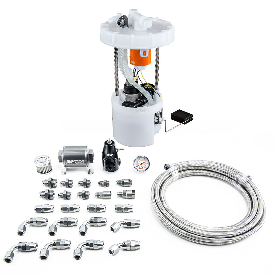DEATSCHWERKS 9-401-608-7041 DW400 Pump Module + Return Kit SS PTFE for 8th Gen 2006-11 HONDA Civic Si K20 Photo-0