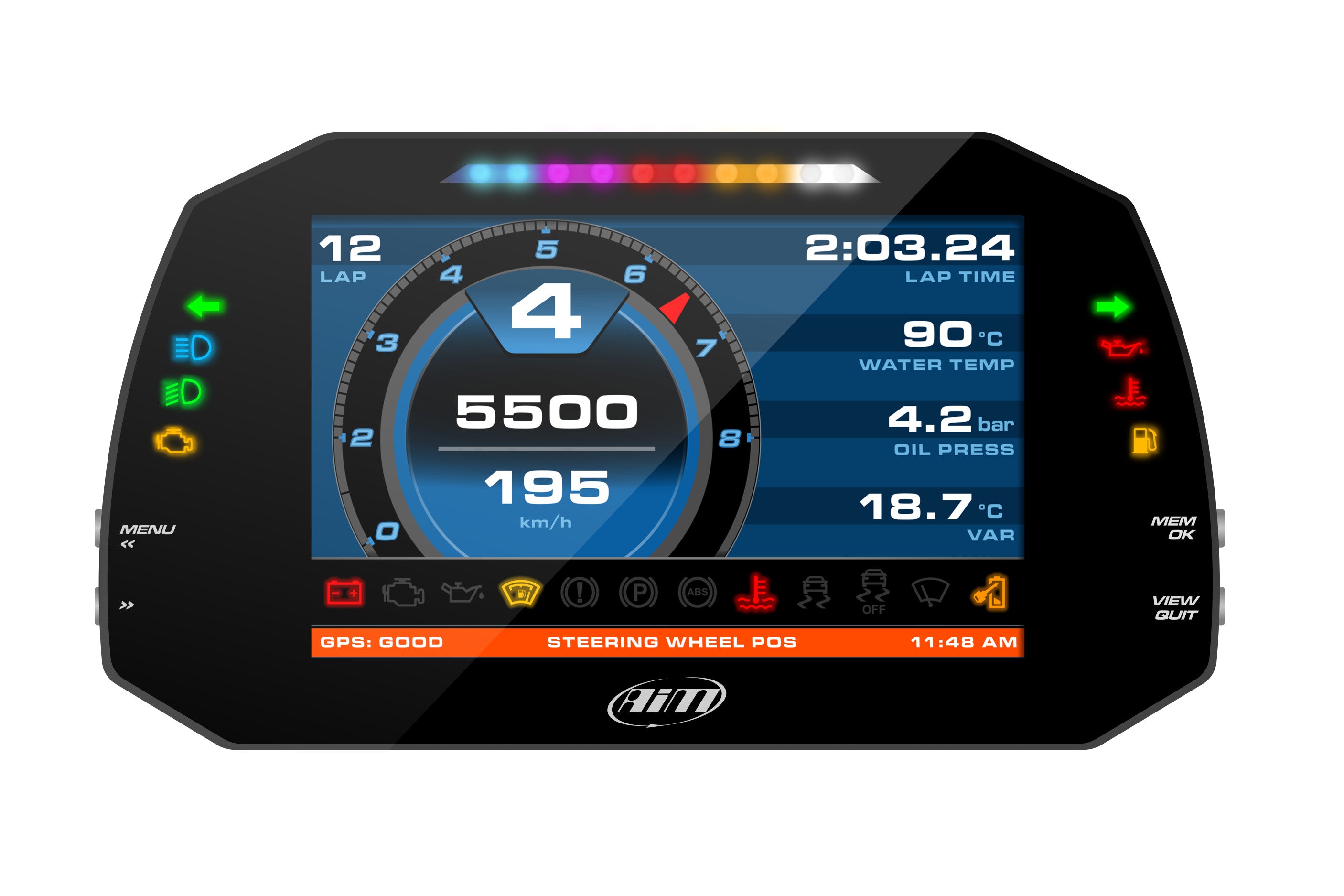 AIM XA8MXGST12I020 Dash MXG 1.2 Strada Street icons version with OBD harness CAN+K (ECU) Photo-0