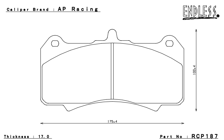 ENDLESS RCP187MX72Plus Brake pads AP Racing Radi-Cal CP7555D70 (17mm) Photo-0