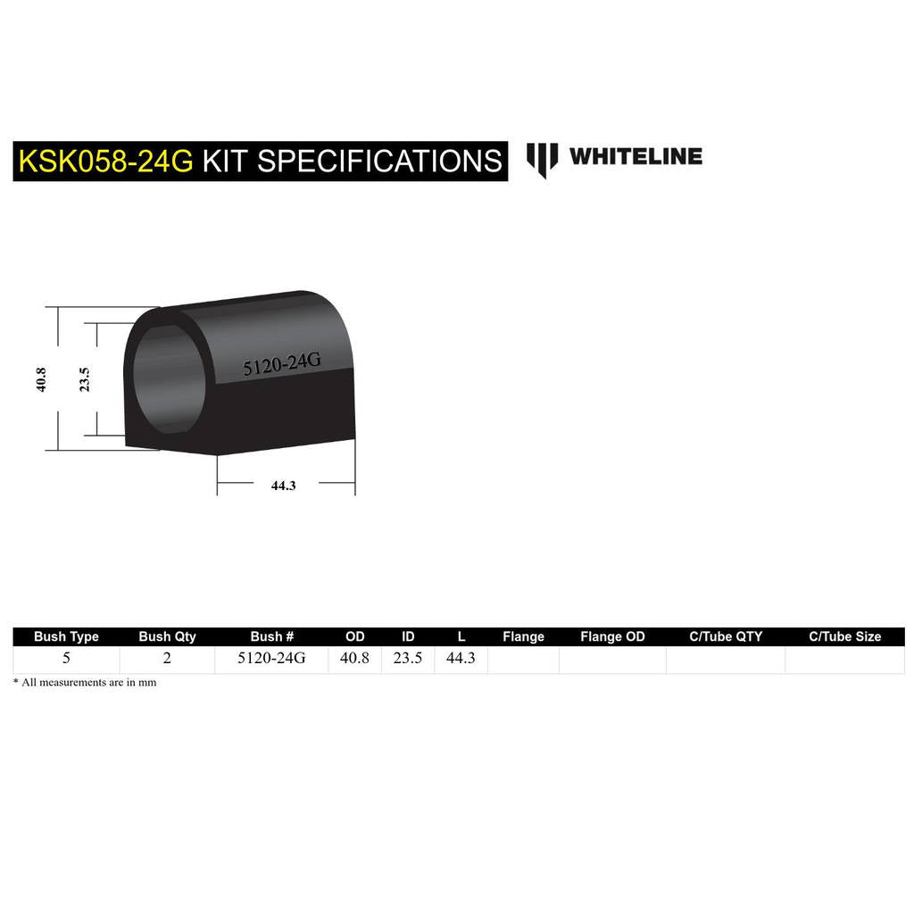WHITELINE KSK058-24 Sway Bar Bushing Service Kit Photo-5