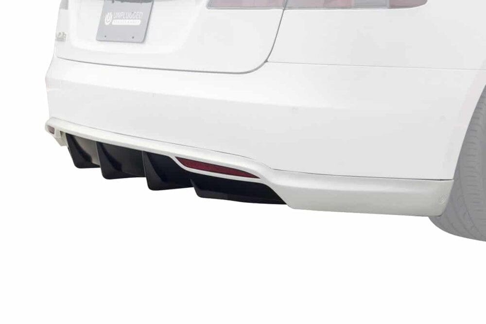 UNPLUGGED PERFORMANCE UP-MS-105-12.1 Rear Under Spoiler & Diffuser, Titanium Metallic (PPTI) for TESLA Model S Pre-2016.5 Photo-0