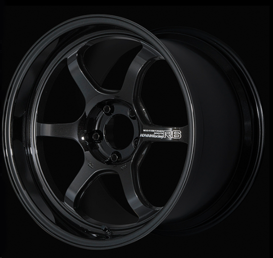 ADVAN YA68J12ETB Wheel V4485 R6 18X9.5 ET12 5-114.3 RACING TITANIUM BLACK Photo-0