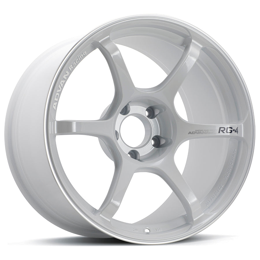 ADVAN YA48J38WWMR Wheel RG-4 18X9.5 ET38 5-120 RACING WHITE METALLIC & RING Photo-0
