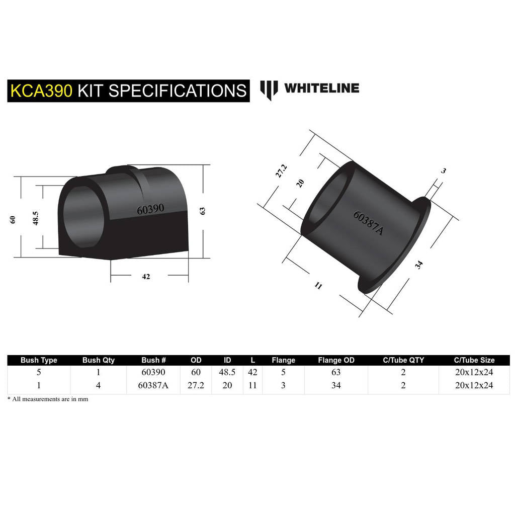 WHITELINE KCA390 Front Bump Steer - Correction Kit for Mitsubishi Lancer Evolution 7 8 9 Photo-3